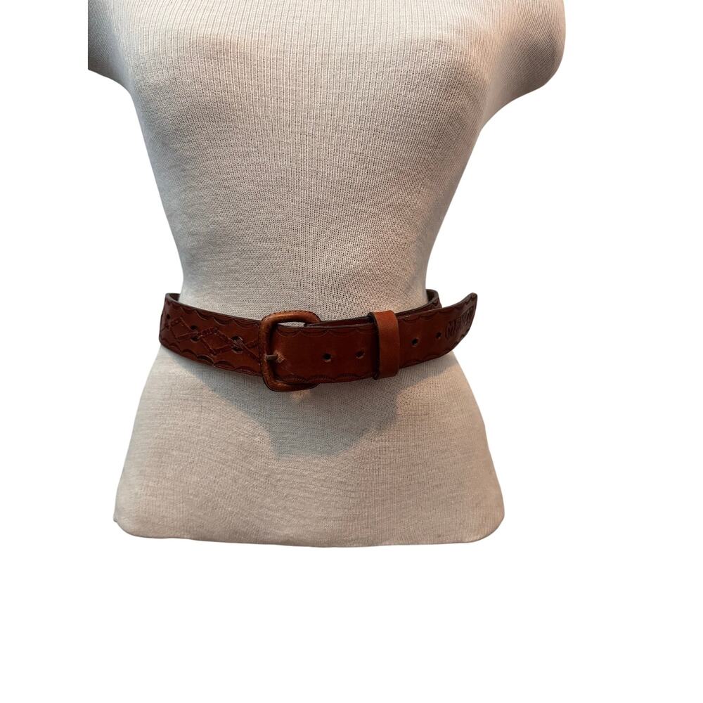 Vintage 70s Mexico brown leather belt
